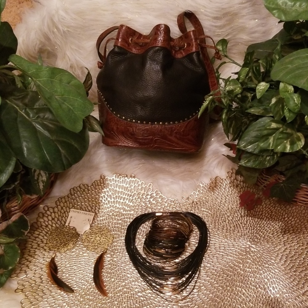 L.J. Simone Leather Bucket Handbag